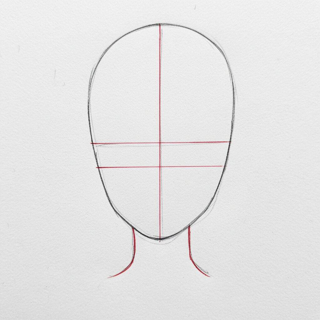 Como Desenhar Anime (cabeça)- Tutorial de Desenho Passo a Passo – Passo 1