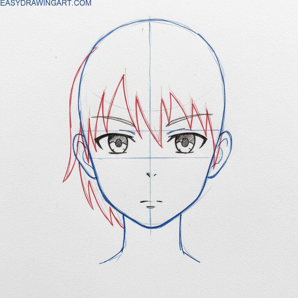Como Desenhar Anime (cabeça)- Tutorial de Desenho Passo a Passo – Passo 5
