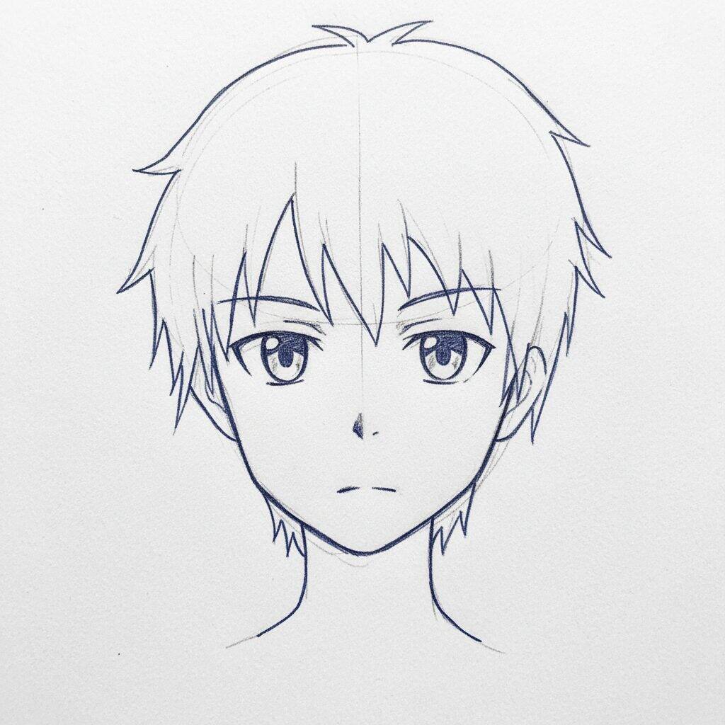 Como Desenhar Anime (cabeça)- Tutorial de Desenho Passo a Passo – Passo 7