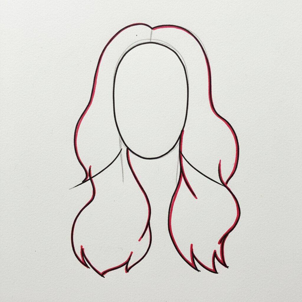 Como Desenhar Cabelo Ondulado – Tutorial de Desenho Passo a Passo – Passo 2