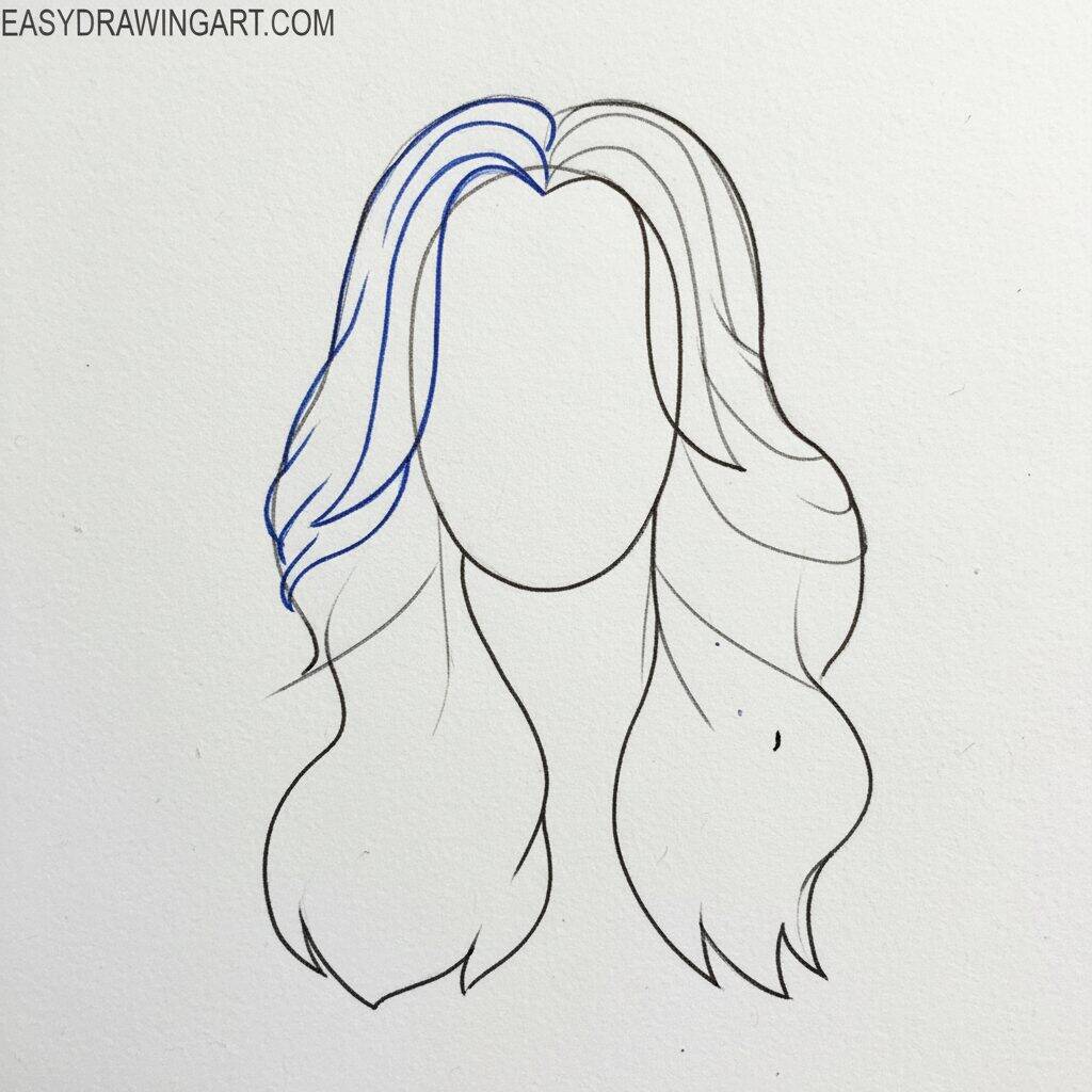 Como Desenhar Cabelo Ondulado – Tutorial de Desenho Passo a Passo – Passo 4