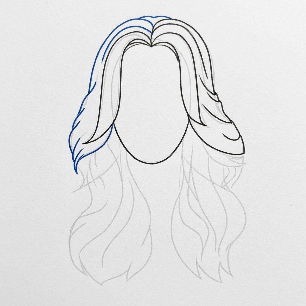 Como Desenhar Cabelo Ondulado – Tutorial de Desenho Passo a Passo – Passo 8