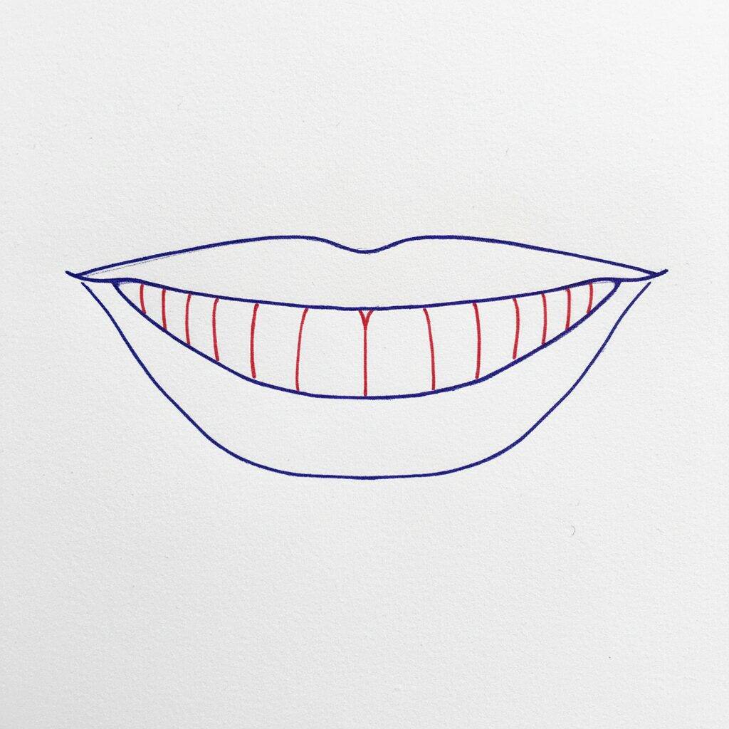 Cómo dibujar dientes – Tutorial de dibujo paso a paso – Paso 4