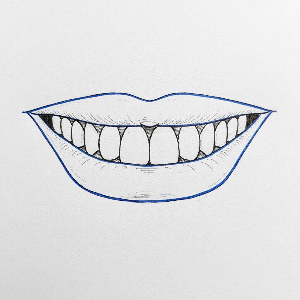 Cómo dibujar dientes – Tutorial de dibujo paso a paso – Paso 8