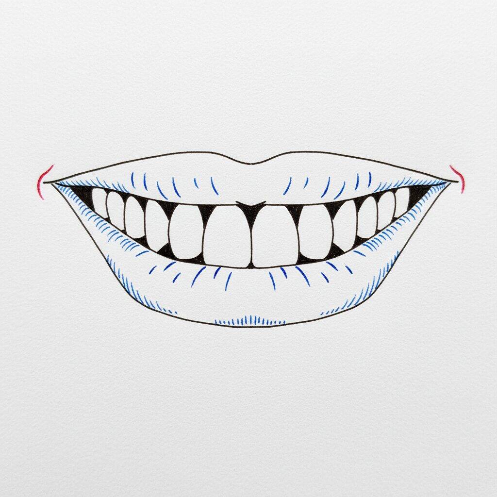 Cómo dibujar dientes – Tutorial de dibujo paso a paso – Paso 9