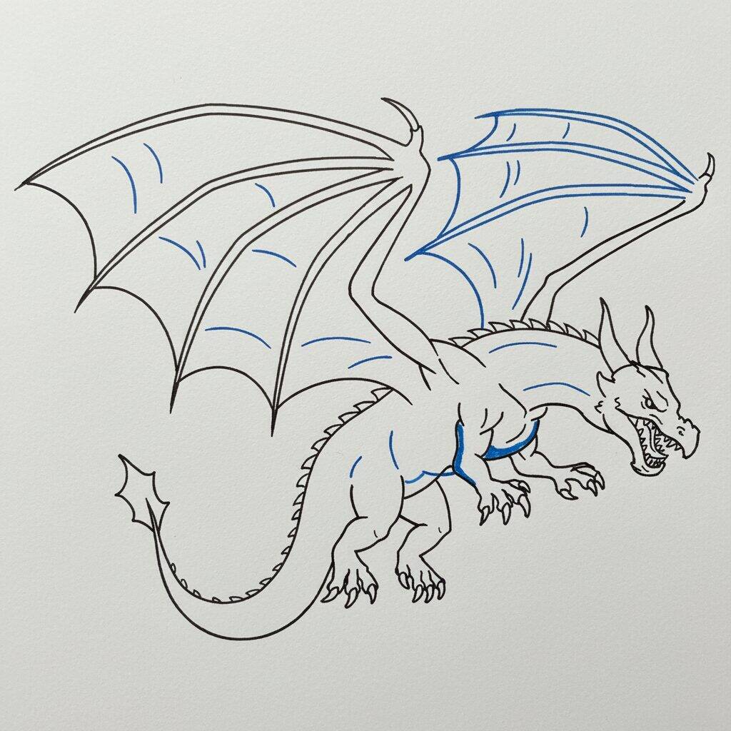 Como Desenhar Dragão Realista – Paso 9