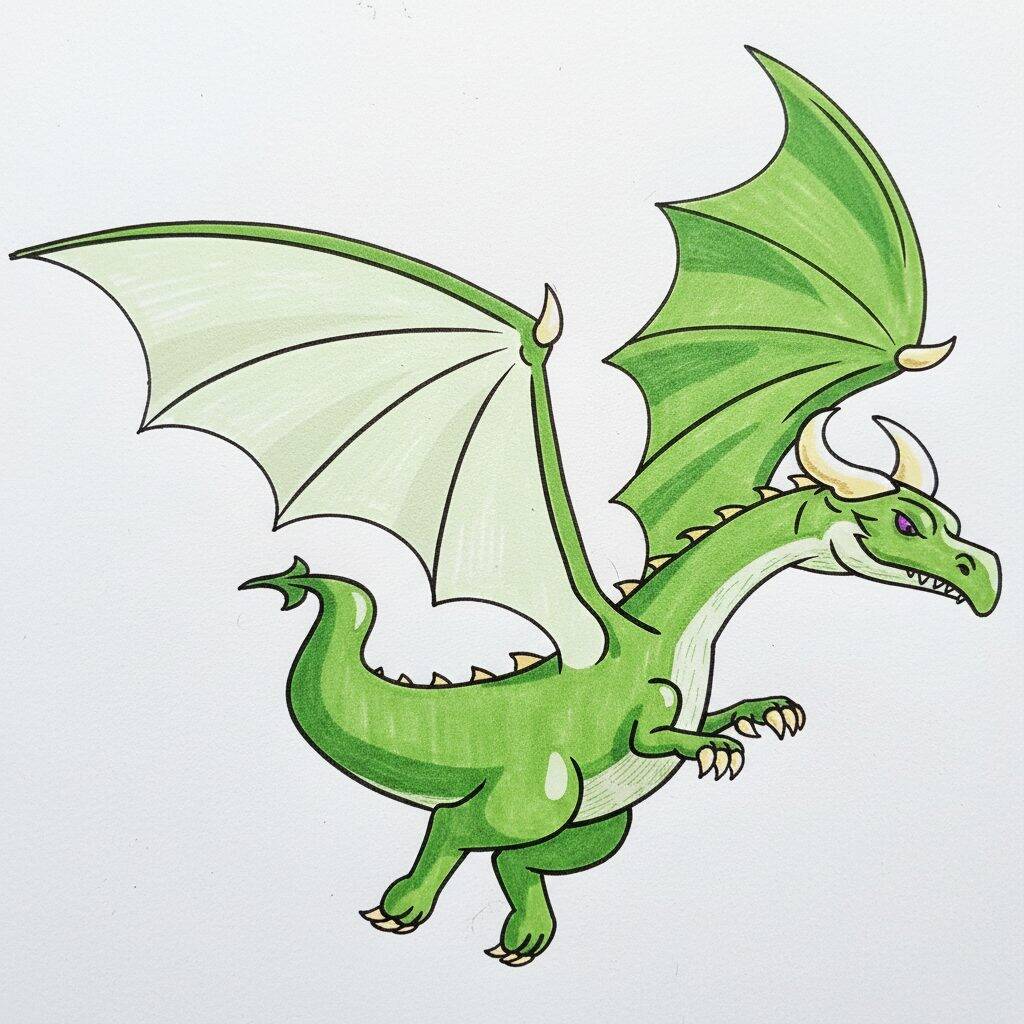 Como Desenhar Dragão Voando – Passo a Passo Fácil – Passo 10