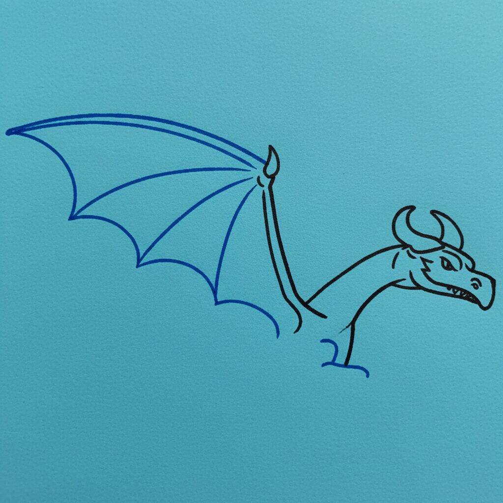 Como Desenhar Dragão Voando – Passo a Passo Fácil – Passo 4