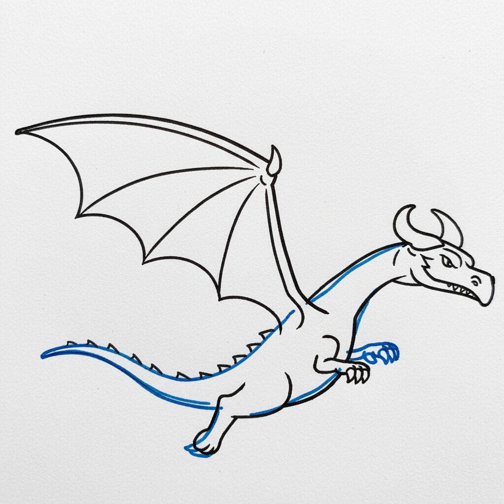 Como Desenhar Dragão Voando – Passo a Passo Fácil – Passo 6