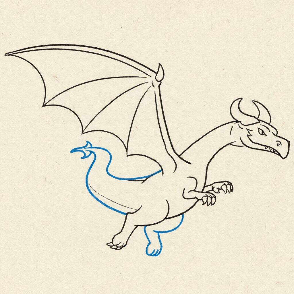 Como Desenhar Dragão Voando – Passo a Passo Fácil – Passo 7