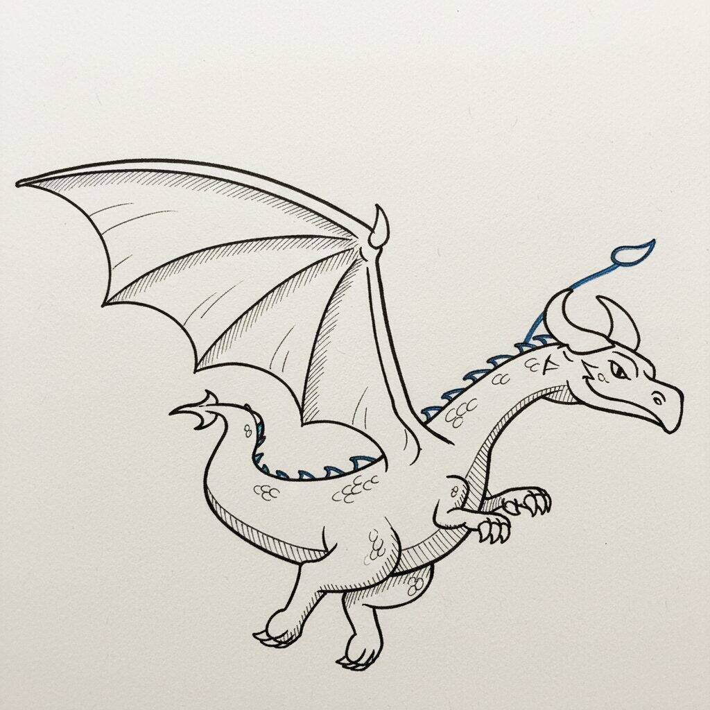 Como Desenhar Dragão Voando – Passo a Passo Fácil – Passo 8