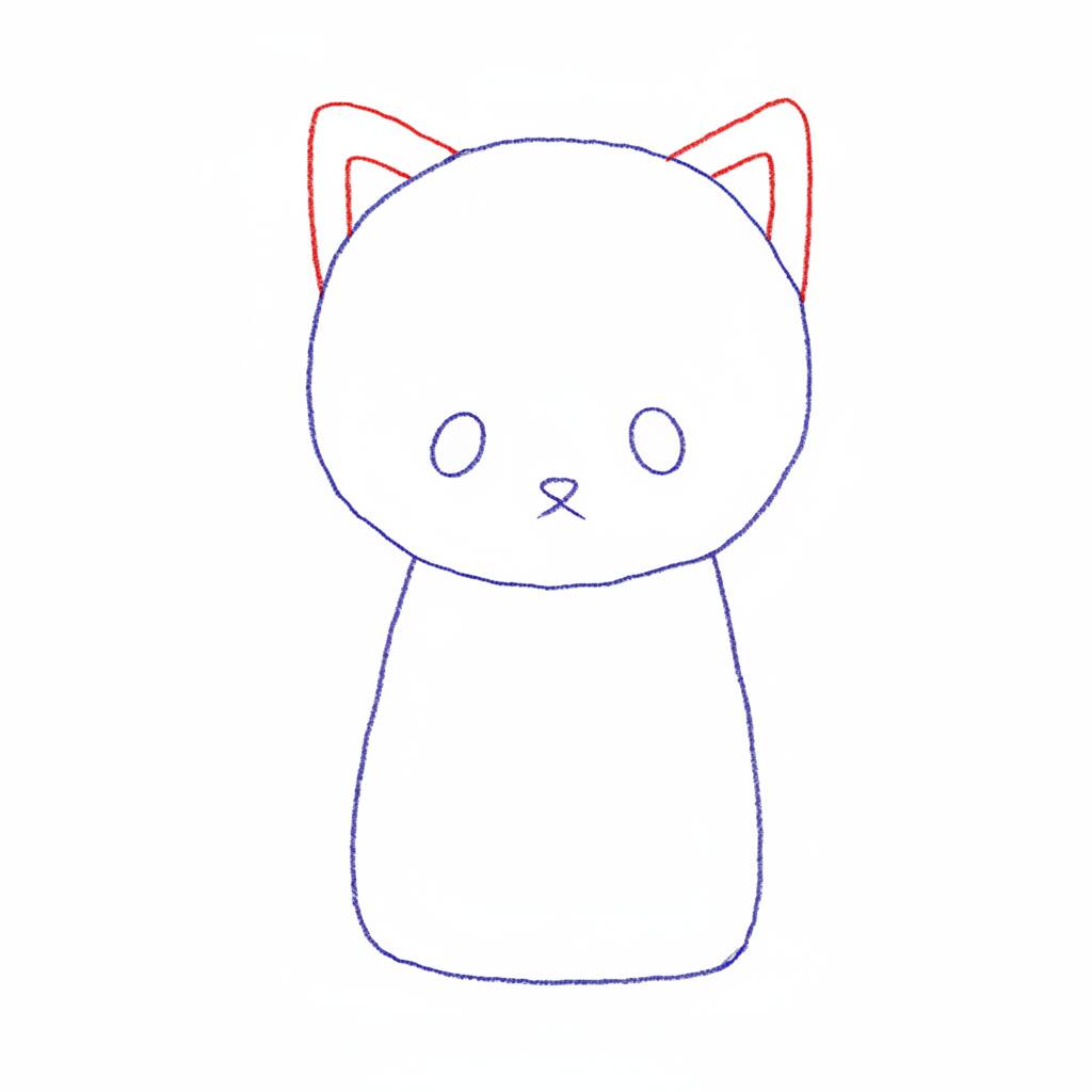Cómo dibujar un lindo gatito – Fácil paso a paso – Paso 3