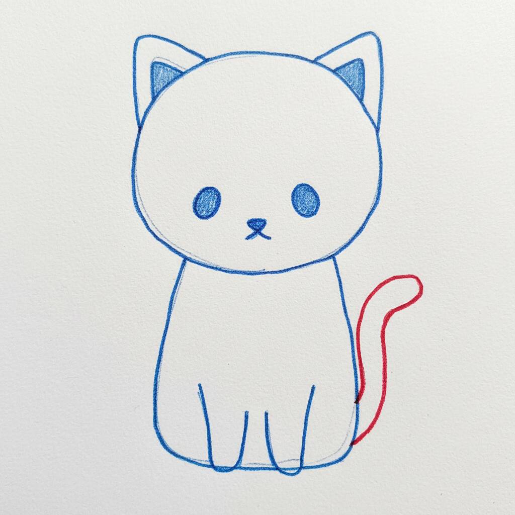 Cómo dibujar un lindo gatito – Fácil paso a paso – Paso 5