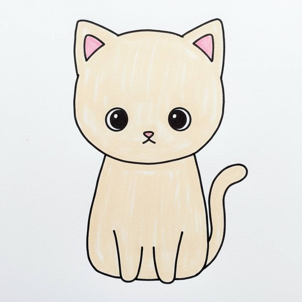 Cómo dibujar un lindo gatito – Fácil paso a paso – Paso 7