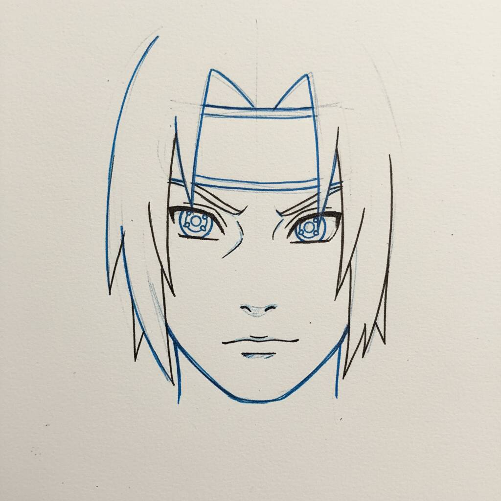 Cómo dibujar a Itachi Uchiha de Naruto – Paso a paso – Paso 3