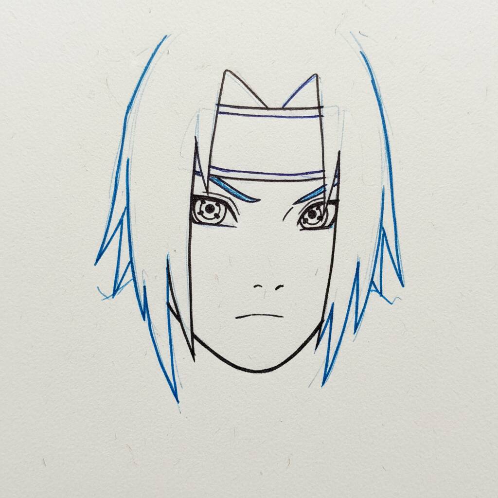 Cómo dibujar a Itachi Uchiha de Naruto – Paso a paso – Paso 4