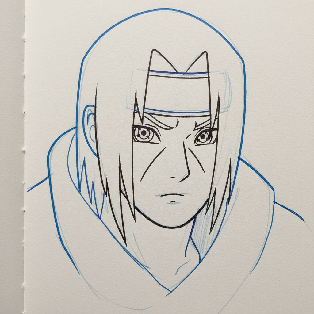 Como Desenhar Itachi Uchiha de Naruto – Passo a Passo – Paso 5