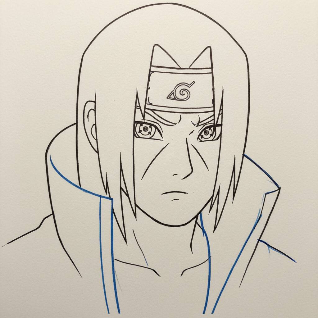 Como Desenhar Itachi Uchiha de Naruto – Passo a Passo – Paso 6