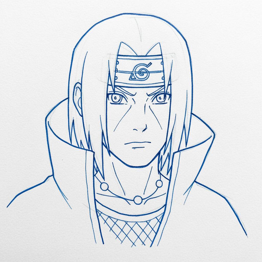 Cómo dibujar a Itachi Uchiha de Naruto – Paso a paso – Paso 9