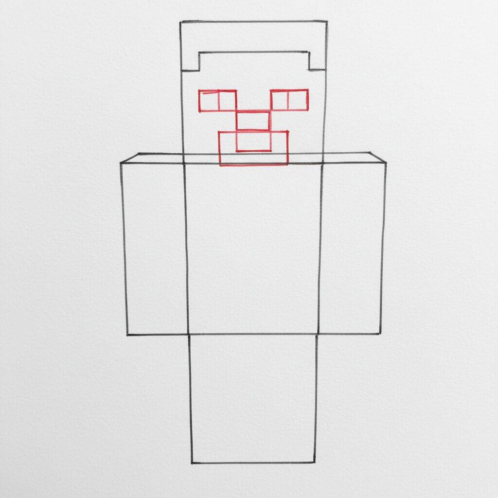 How to Draw Minecraft (Steve) – Step by Step Drawing Tutorial – Step 3