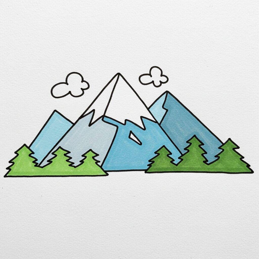 Como Desenhar Montanhas - Passo a Passo