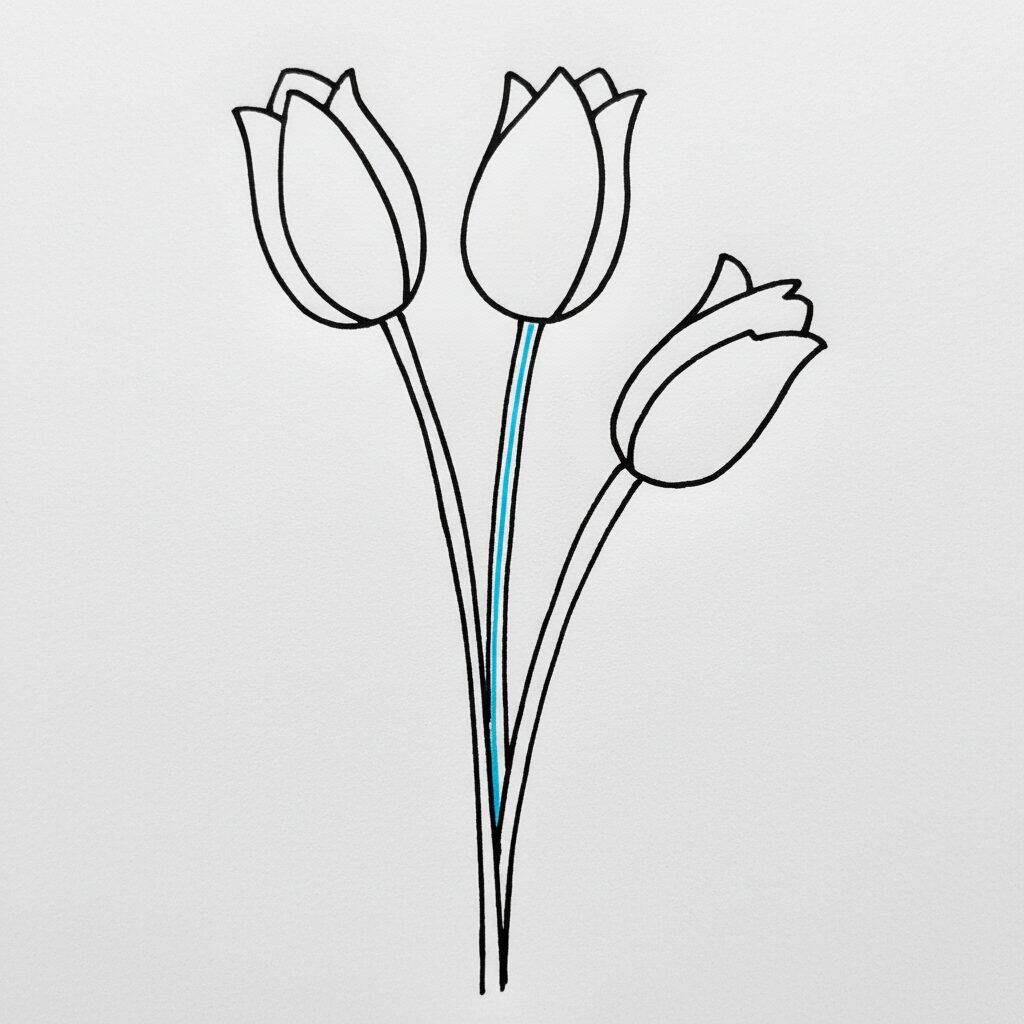 Como Desenhar Tulipas – Passo a Passo Fácil – Passo 6