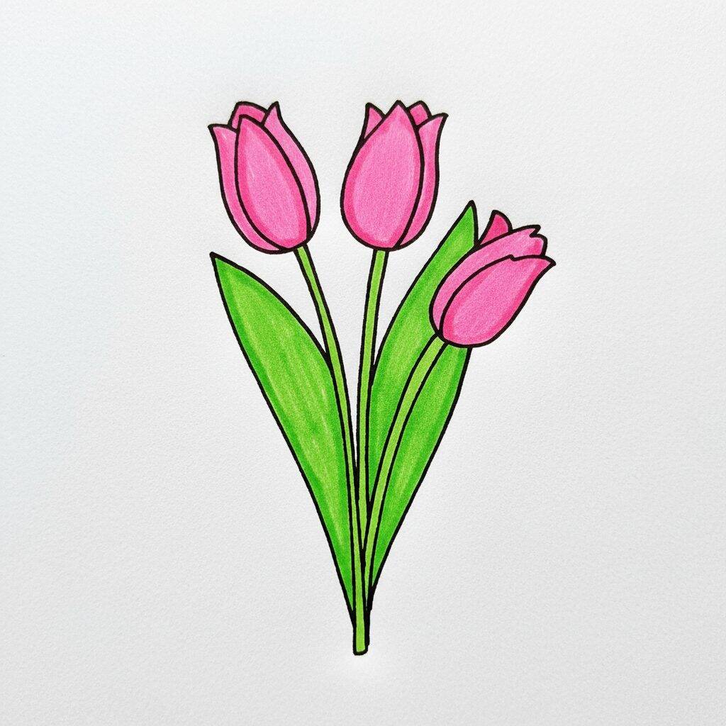 Como Desenhar Tulipas - Passo a Passo Fácil