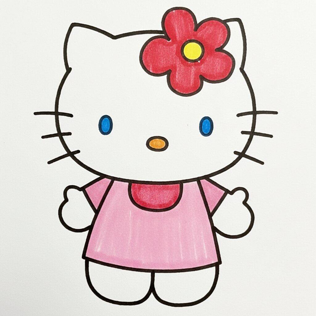How to Draw Hello Kitty – Step by Step – Step 9
