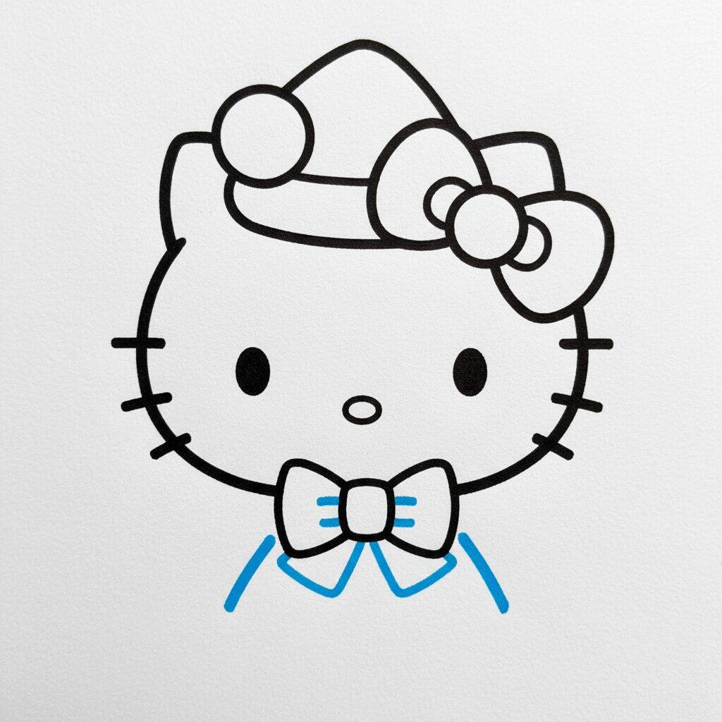 Cómo dibujar Hello Kitty para Navidad – Paso 6