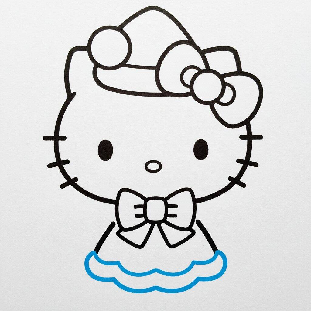 Cómo dibujar Hello Kitty para Navidad – Paso 7