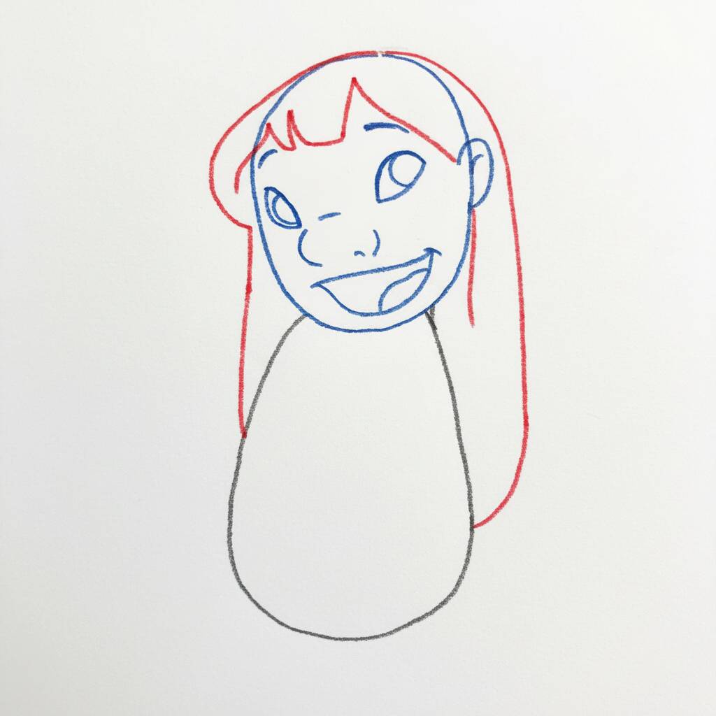 Como Desenhar a Lilo – Passo a Passo Fácil – Passo 4