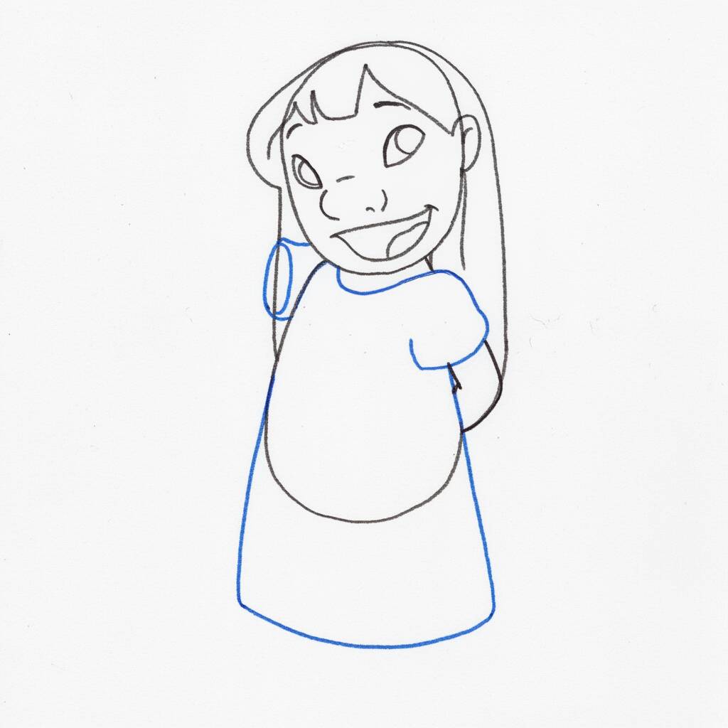 Como Desenhar a Lilo – Passo a Passo Fácil – Passo 5