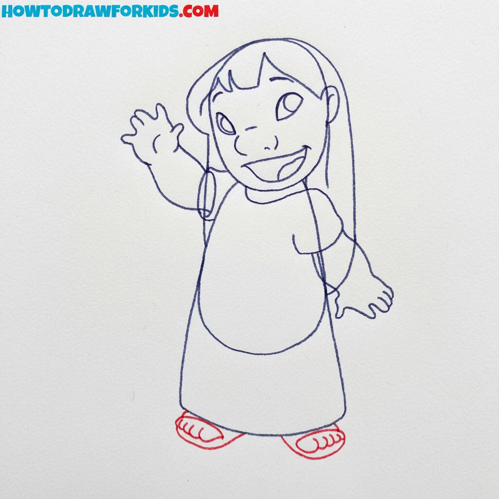 Como Desenhar a Lilo – Passo a Passo Fácil – Passo 7