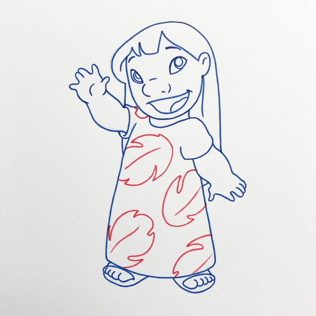 Como Desenhar a Lilo – Passo a Passo Fácil – Passo 8