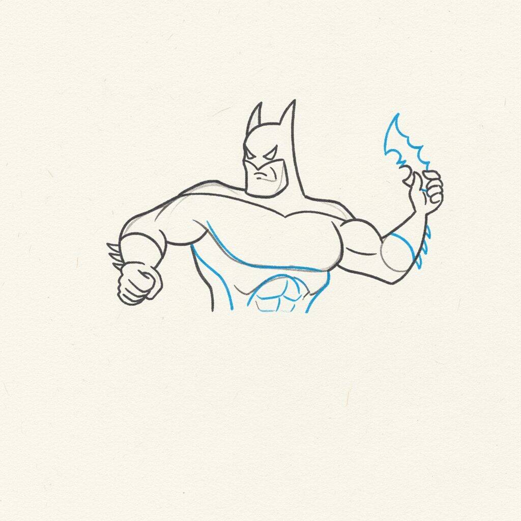 Como Desenhar o Batman Fácil – Tutorial de desenho Passo a Passo – Passo 5