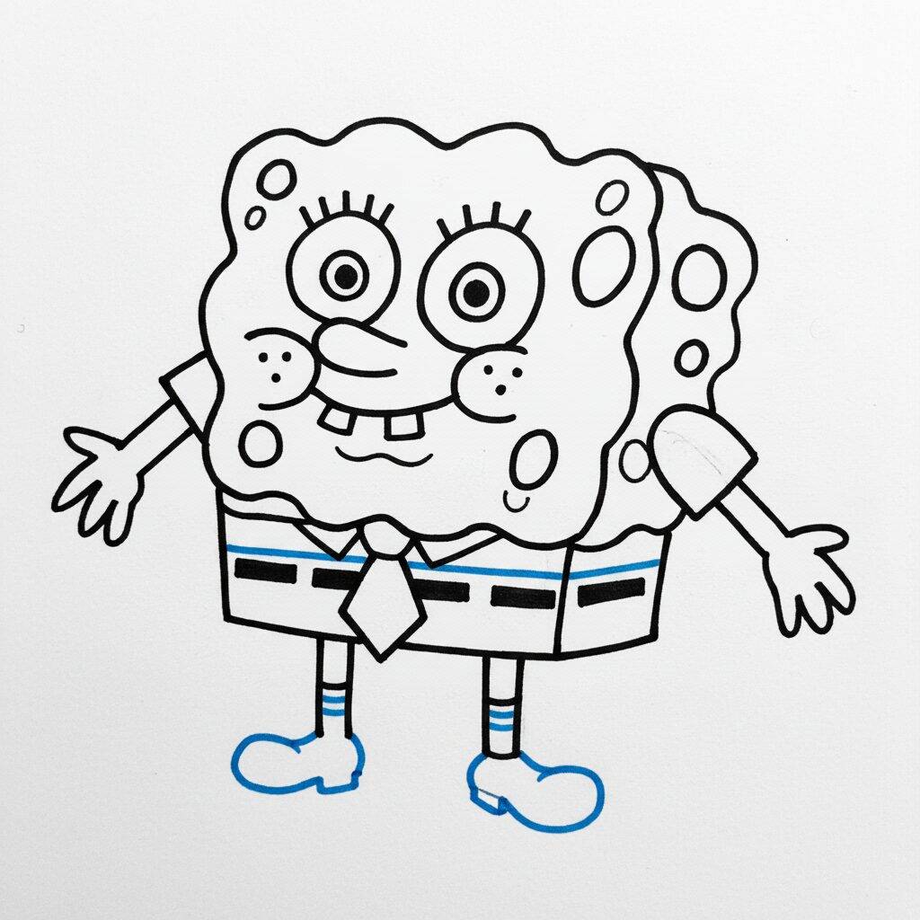 Como Desenhar o Bob Esponja – Passo a Passo Fácil – Passo 7