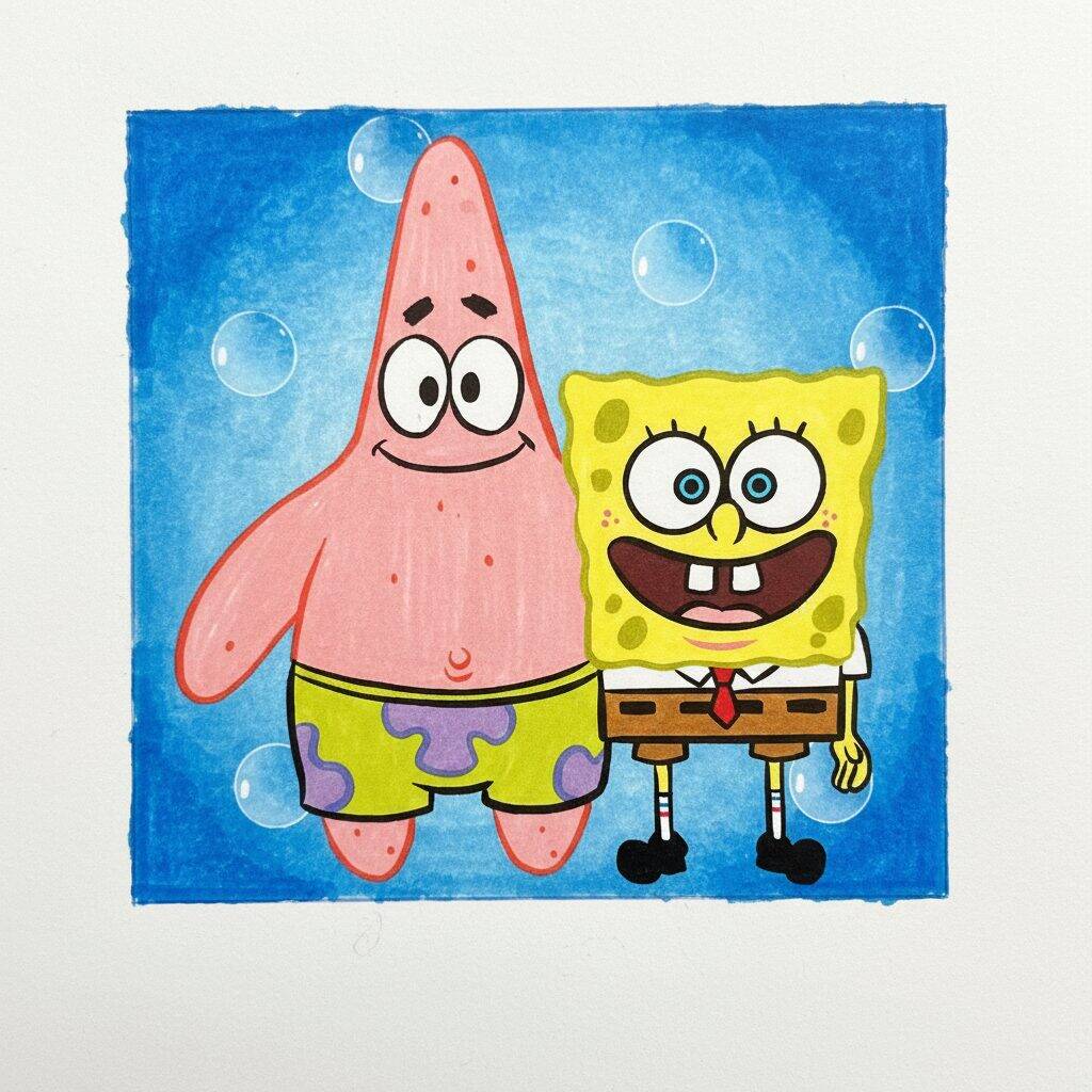 Como Desenhar o Bob Esponja e o Patrick Passo a Passo Fácil – Passo 10