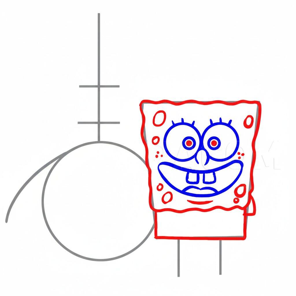 Como Desenhar o Bob Esponja e o Patrick Passo a Passo Fácil – Passo 4