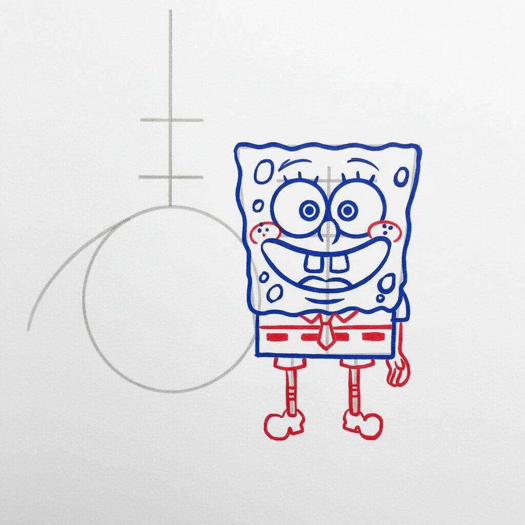 Como Desenhar o Bob Esponja e o Patrick Passo a Passo Fácil – Passo 5