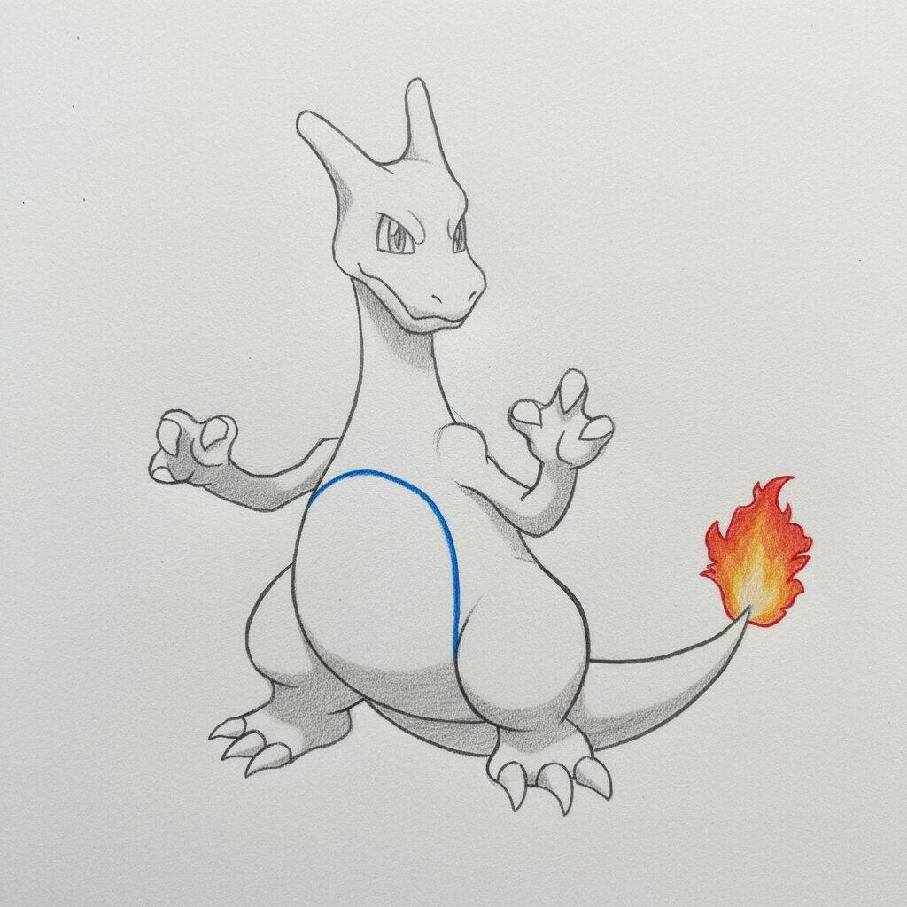 Como Desenhar o Charizard – Tutorial de desenho Passo a Passo – Passo 6