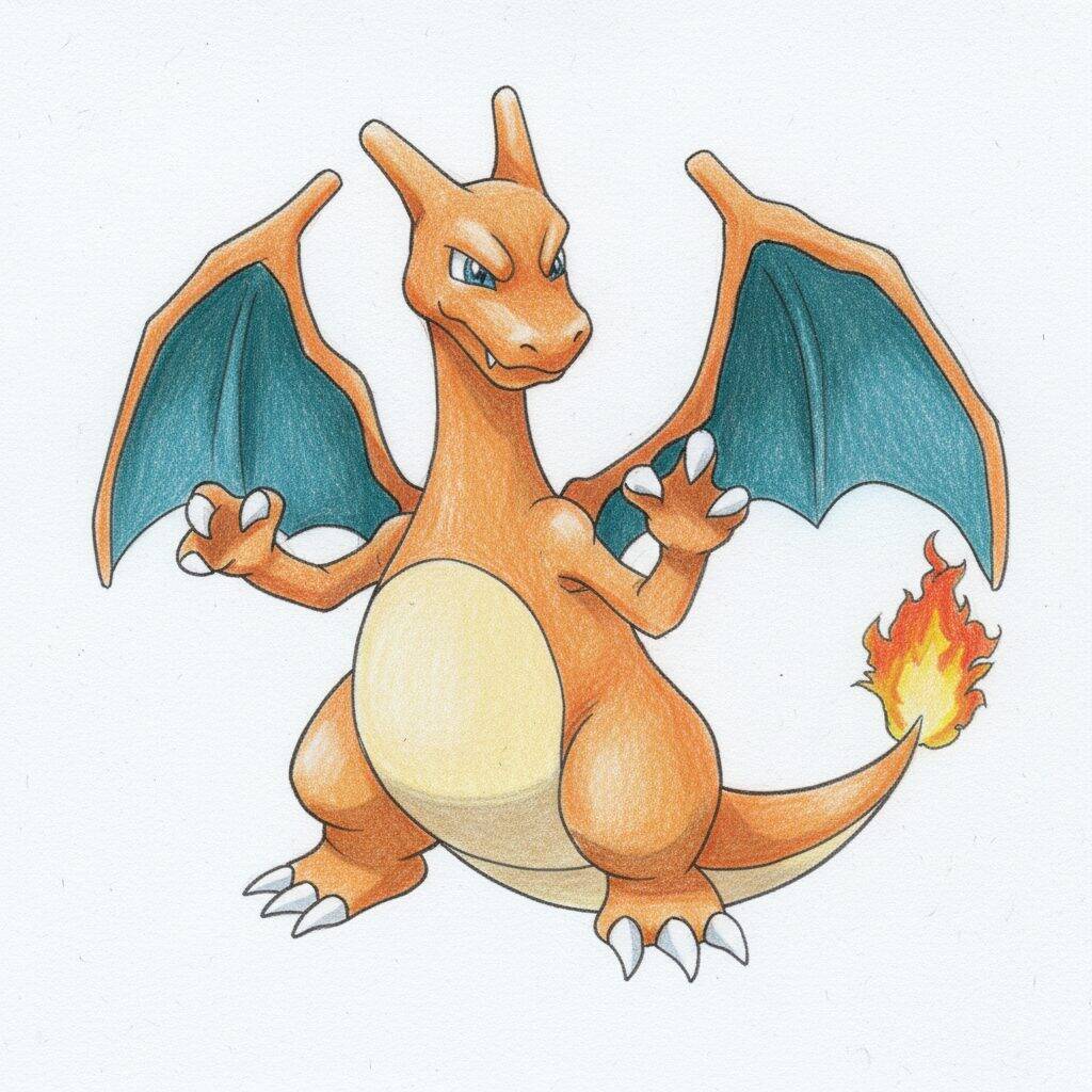 Como Desenhar o Charizard – Tutorial de desenho Passo a Passo – Passo 9