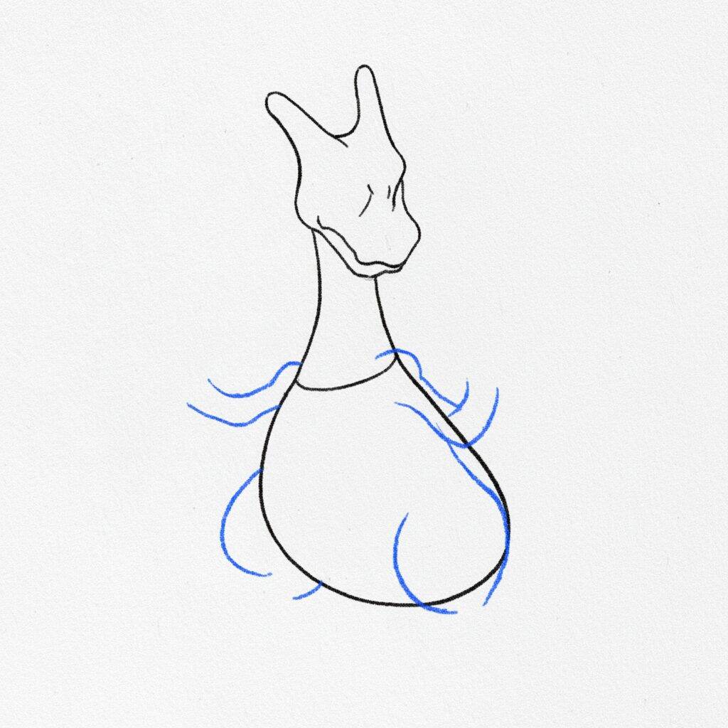 Como Desenhar o Charizard – Tutorial de desenho Passo a Passo – Passo 3