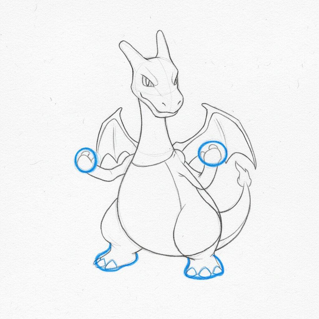 Como Desenhar o Charizard – Tutorial de desenho Passo a Passo – Passo 4
