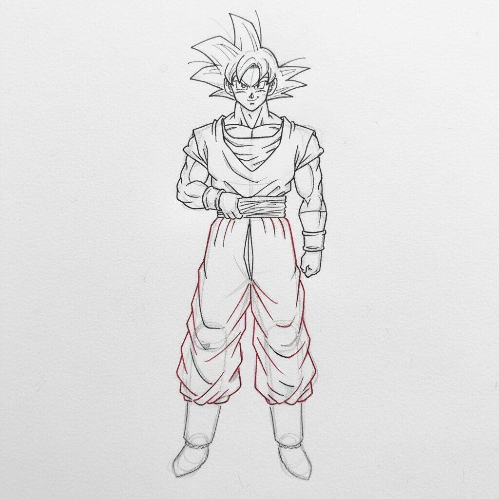 Como Desenhar o Goku – Tutorial de Desenho Passo a Passo – Passo 10