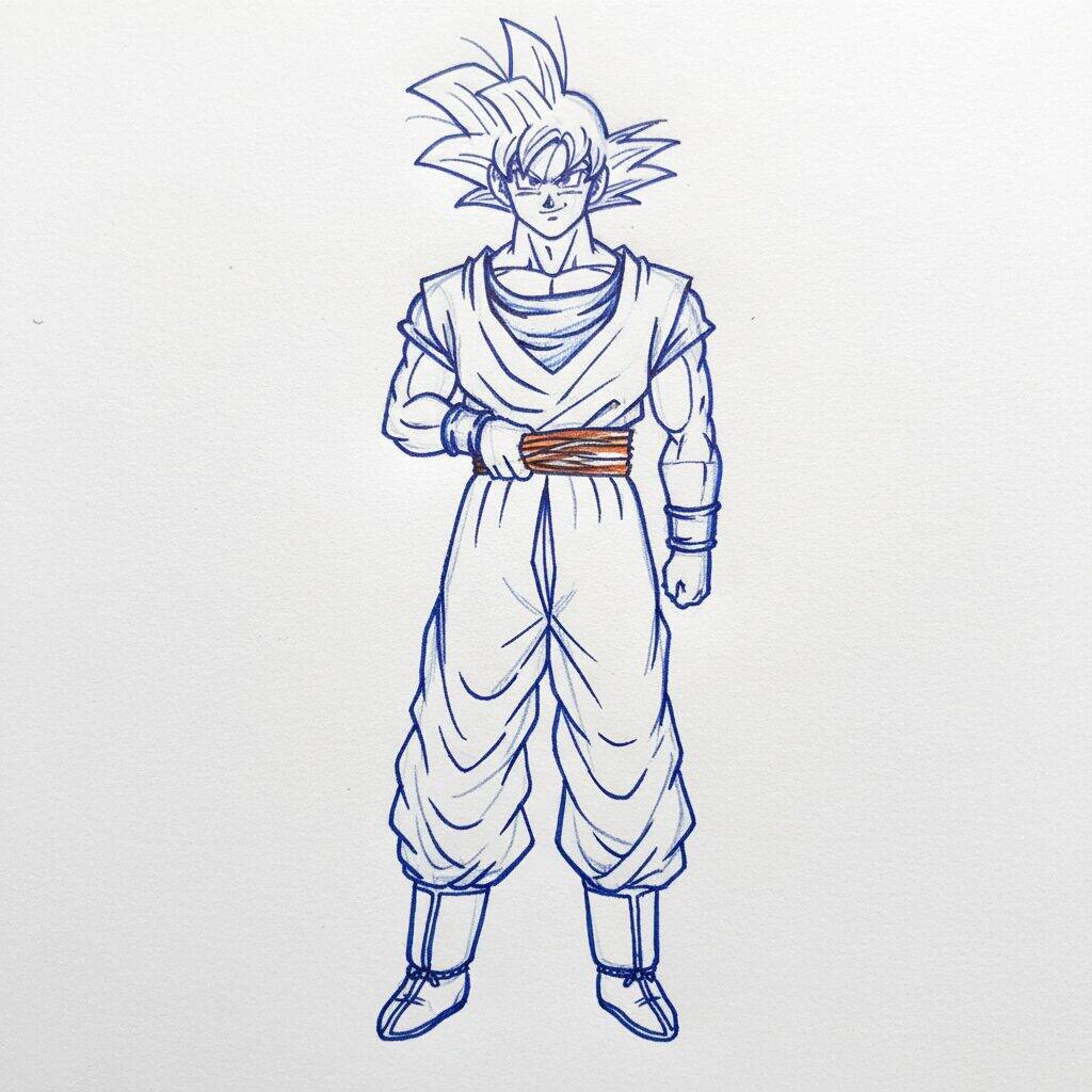 Como Desenhar o Goku – Tutorial de Desenho Passo a Passo – Passo 13