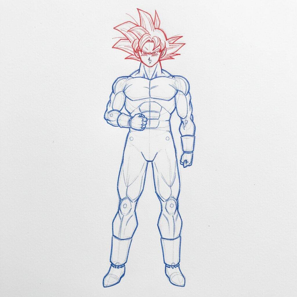 Como Desenhar o Goku – Tutorial de Desenho Passo a Passo – Passo 6