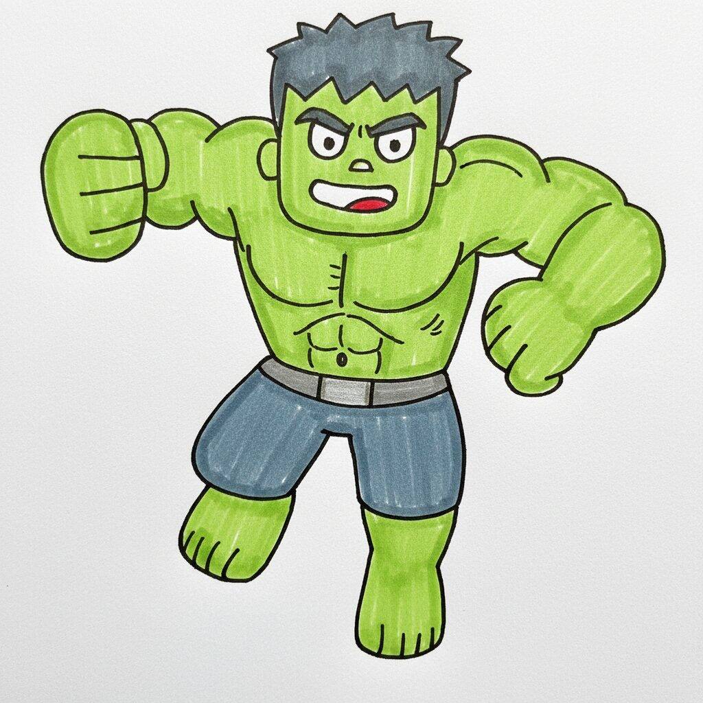 Como Desenhar o Hulk – Passo a Passo Fácil – Passo 10