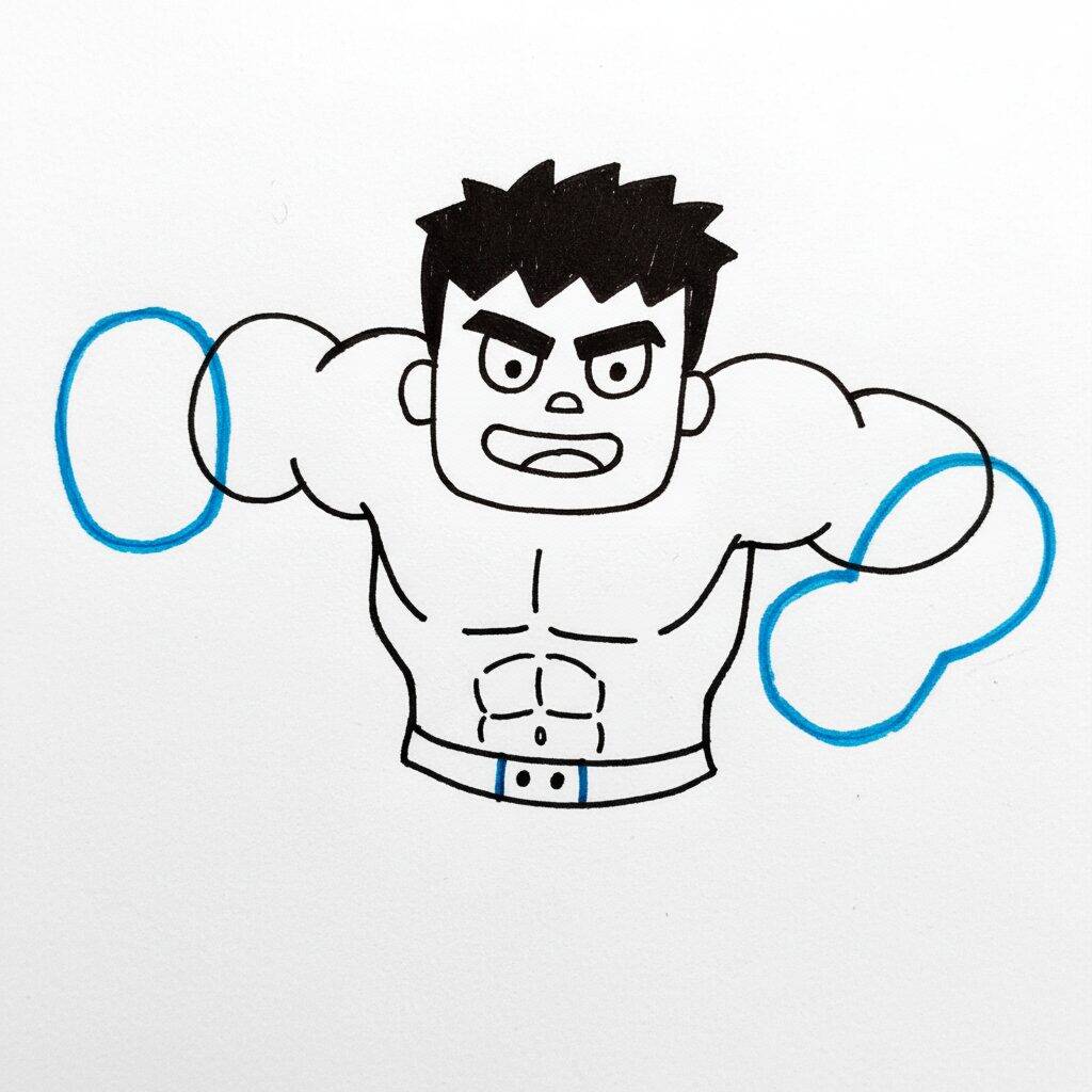 Como Desenhar o Hulk – Passo a Passo Fácil – Passo 7