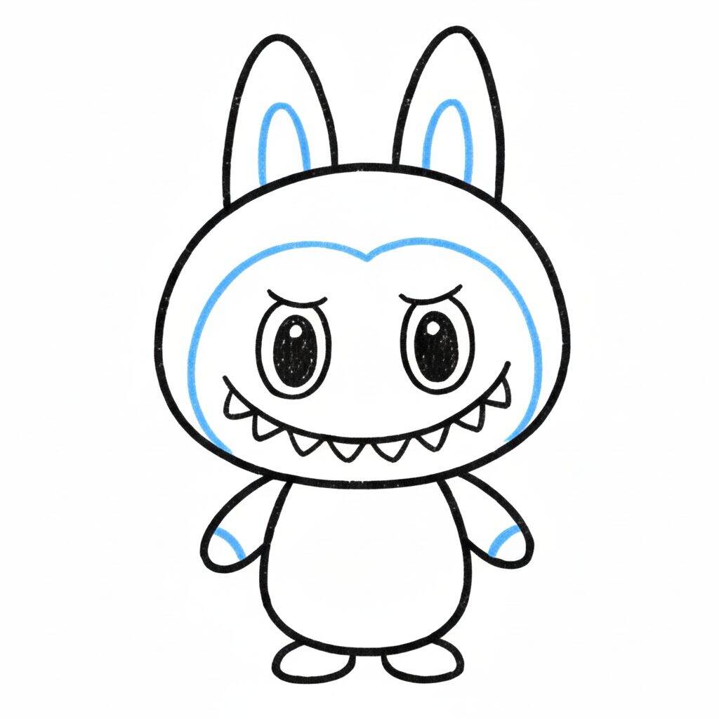 Como Desenhar o Labubu – Passo a Passo – Passo 6