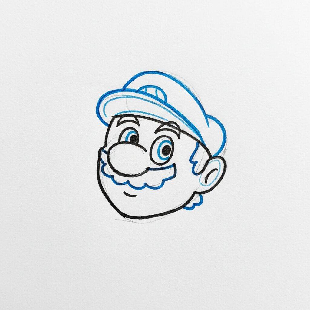 Como Desenhar o Mario – Passo a Passo Fácil – Passo 3